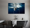 White & Black Whale in Water Canvas Print