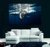 White & Black Whale in Water Canvas Print