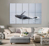 Whale Jumping Above Sea Canvas Print