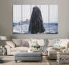 Black Whale in Ocean Canvas Print