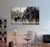 Elephants Drinking Water Canvas Print