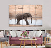 Elephant on The Lake Canvas Print