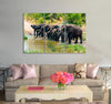 Elephants on a Flooded Ground Canvas Print