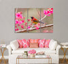 Bird on Pink Flower Canvas Print