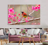 Bird on Pink Flower Canvas Print