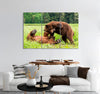 Grizzly Playing Together Canvas Print