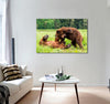 Grizzly Playing Together Canvas Print