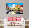 Сityscape View on River Canal Canvas Print