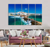 Town & Breaking Waves Canvas Print